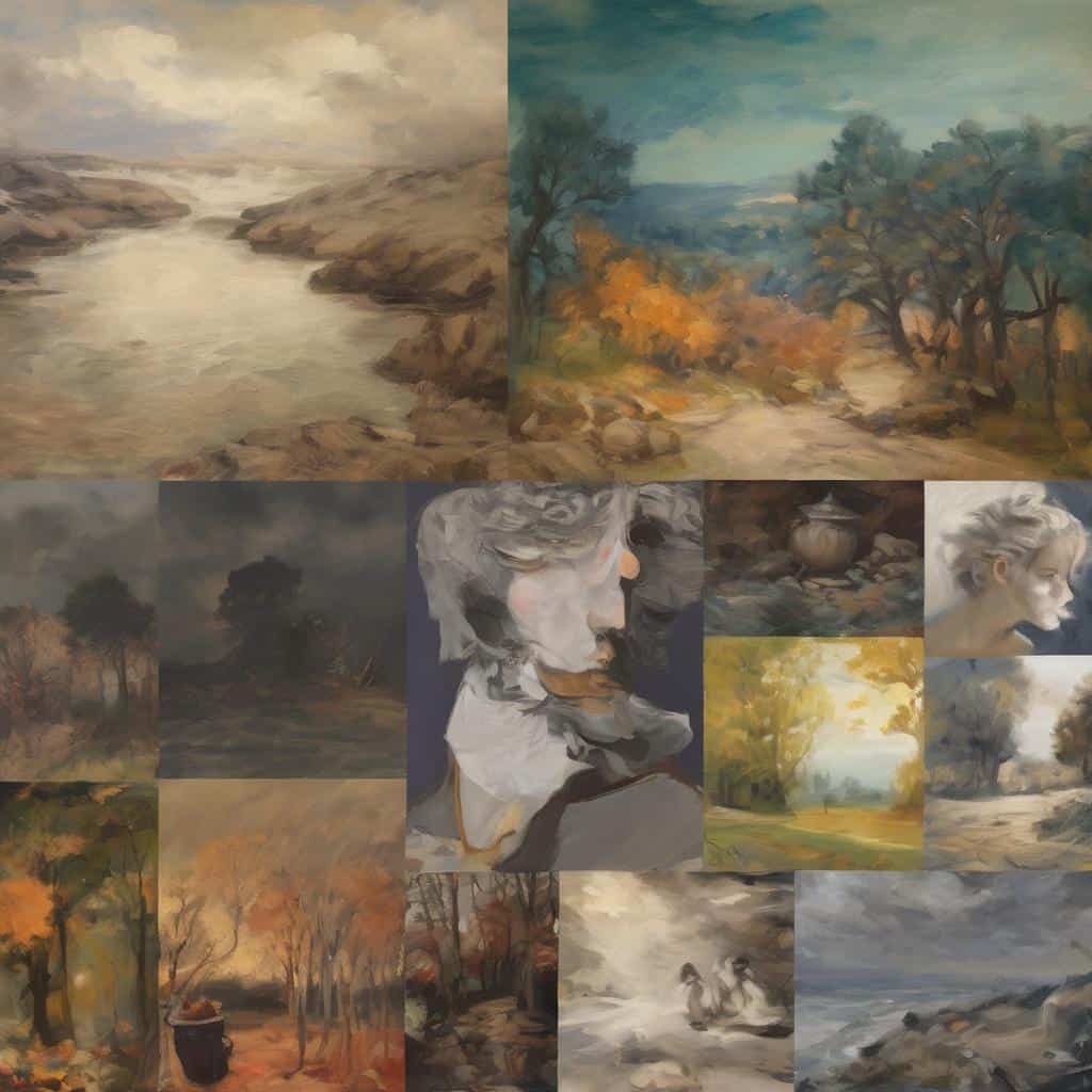 Ουράνιο τοπίο, η τέχνη ως εσωτερικό τοπίο, ζωγραφικά έργα με φυσικά τοπία, πορτρέτα και συνθέσεις σε καμβά.